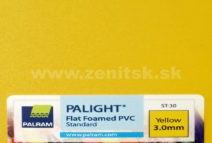 Penená PVC doska Palight   (hrúbka: 3 mm, farba: žltá, kód farby: ST-30, šírka: 1220 mm, dĺžka: 2440 mm)  
