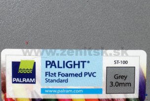 Penená PVC doska Palight   (hrúbka: 3 mm, farba: šedá, kód farby: ST-100, šírka: 1220 mm, dĺžka: 2440 mm)  