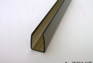 Ukončovací U profil na hrúbku 16mm z polykarbonátu   (farba: bronz (hnedá, dymová), dĺžka: 2100 mm)  