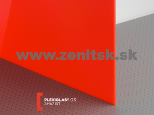 Červené plexisklo Plexiglas GS 5mm 3H67 (priep. 3%)   (šírka: 1010 mm, dĺžka: 2030 mm) 