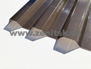 Trapézová polykarbonátová doska 76/18 bronz štruktúra mikroprizma 0,9mm   (šírka: 1265 mm, dĺžka: 4000 mm) 