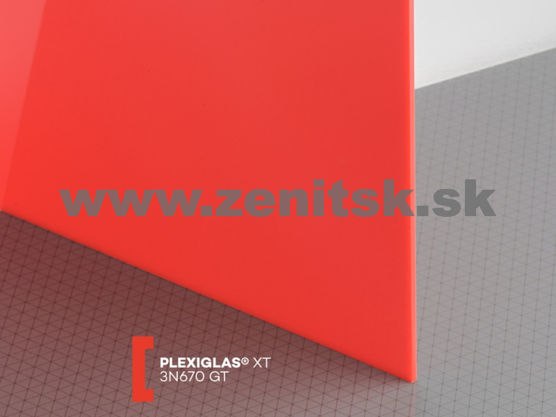 Červené plexisklo Plexiglas XT 3mm 3N670 (priep. 2%)   (šírka: 2050 mm, dĺžka: 3050 mm)